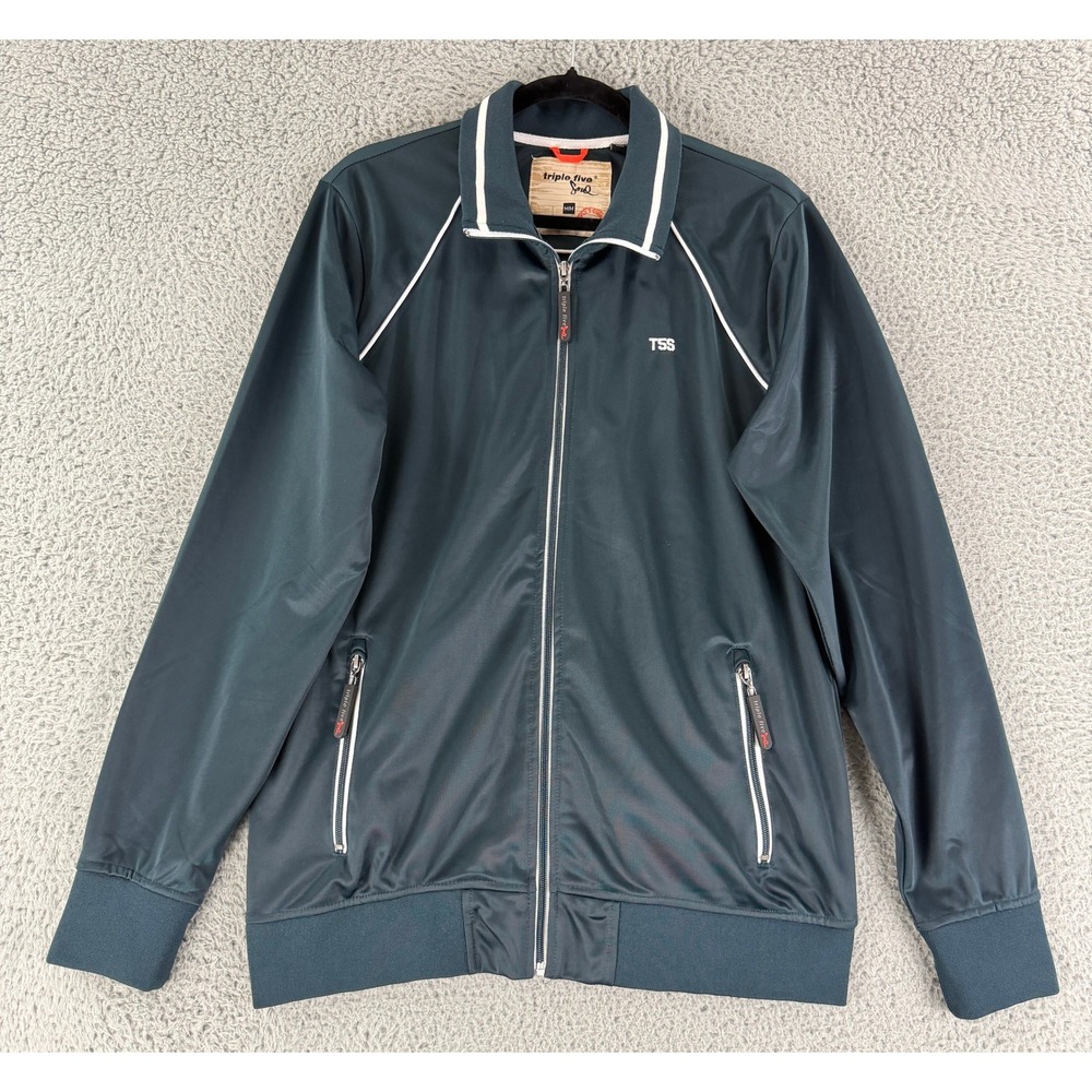 Triple Five Soul Track Jacket Mens Medium Teal‎ Blue Full Zip Piping Streetwear